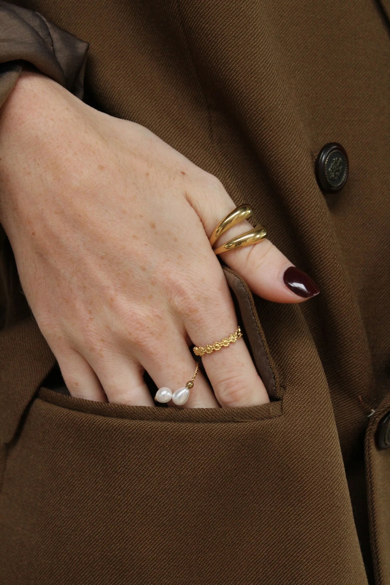 2 Pearls - Ring - Stainless Steel - Adjustable - Image 5