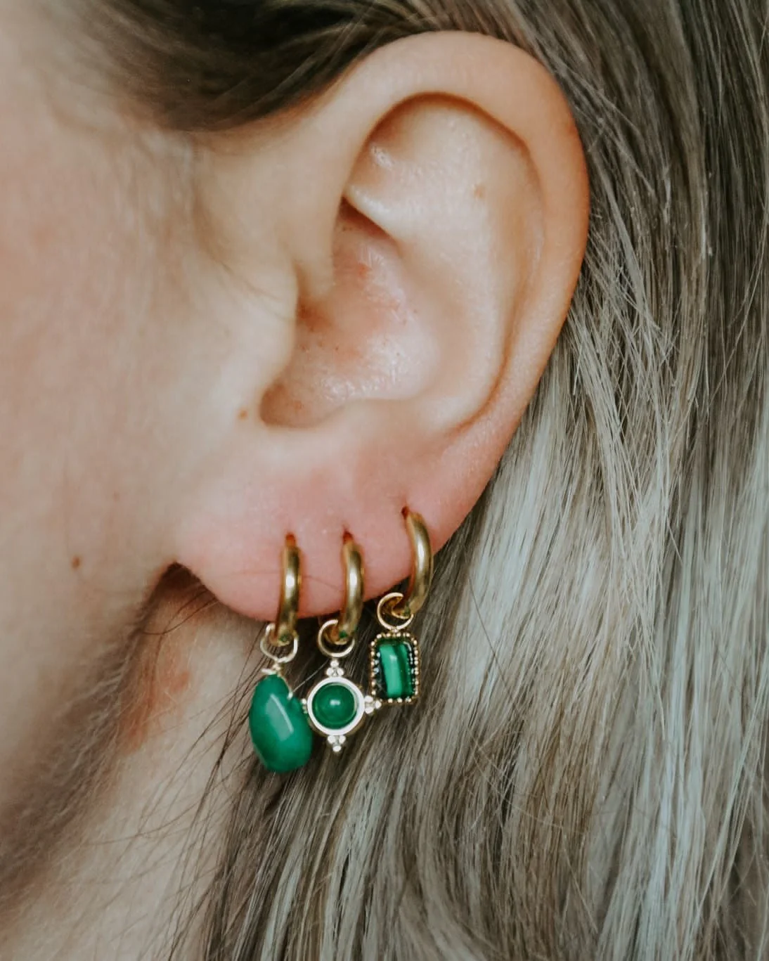 Aline - Earrings - Natural Stone - Stainless Steel - Image 4
