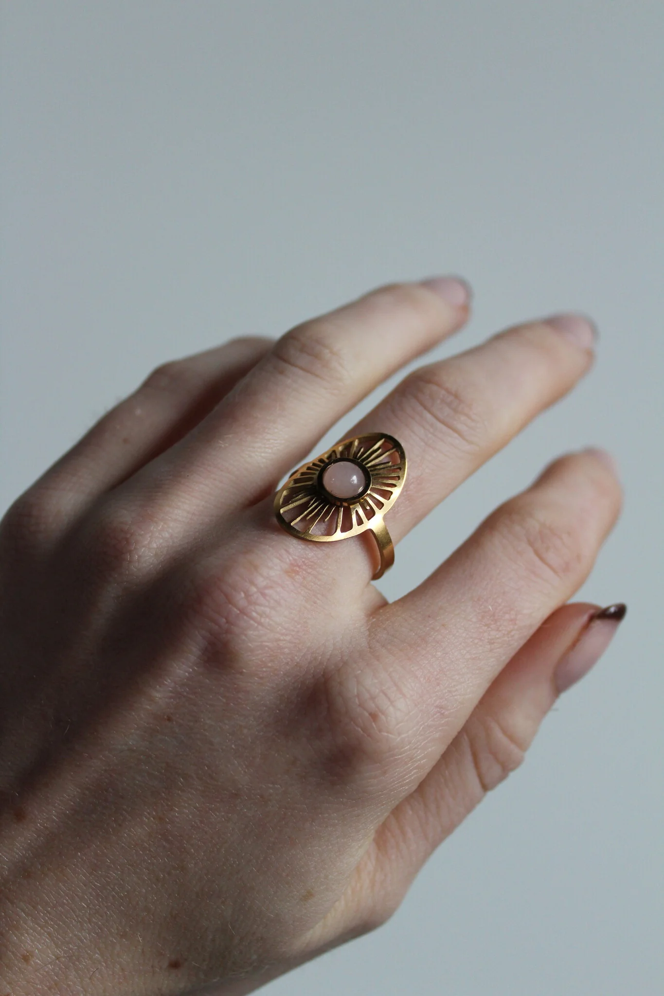 Claudia - Ring - Natural Stone - Stainless Steel - Adjustable - Image 2