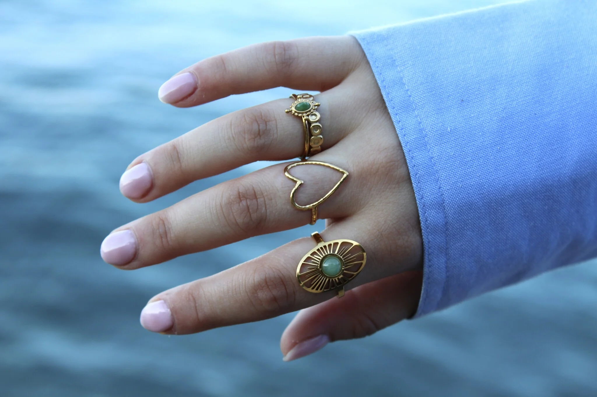 Claudia - Ring - Natural Stone - Stainless Steel - Adjustable - Image 9