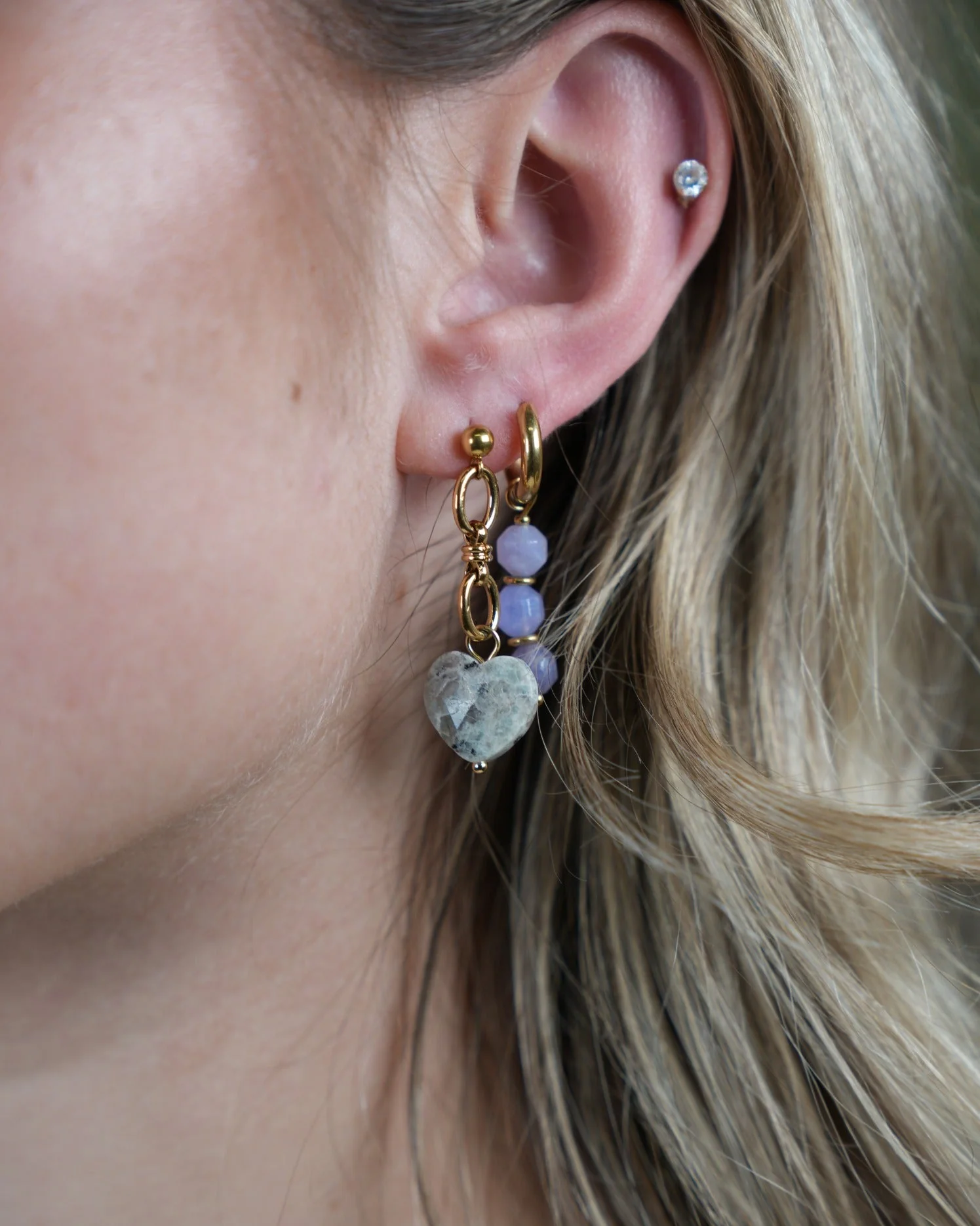 Crystel - Earrings - Natural Stone - Stainless Steel - Image 2