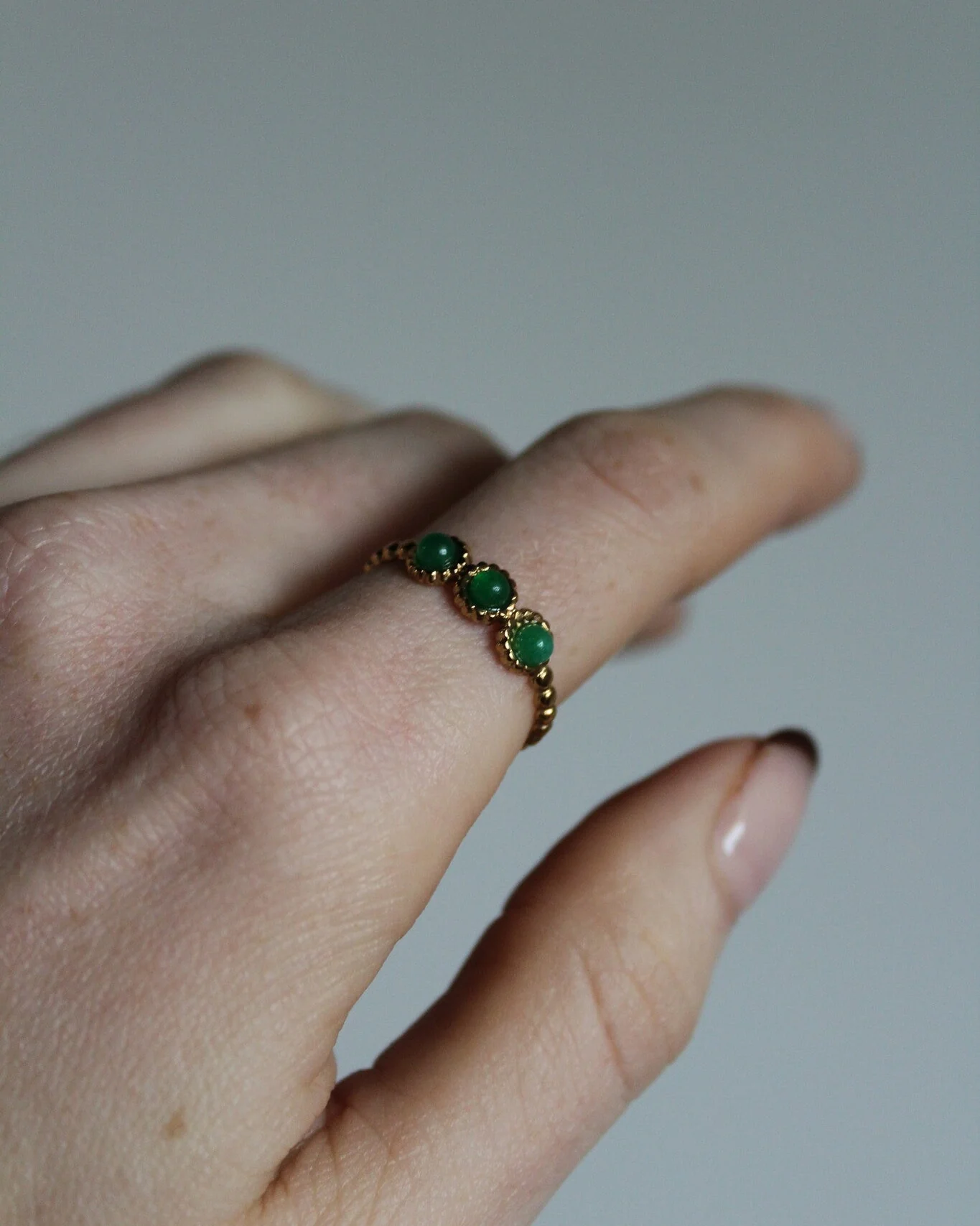 Demi - Ring - Natural Stone - Stainless Steel - Adjustable - Image 11