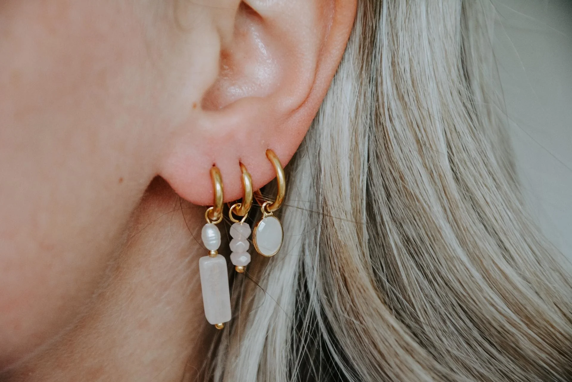 Dora & Pearl - Earrings - Natural Stone - Stainless Steel - Image 5