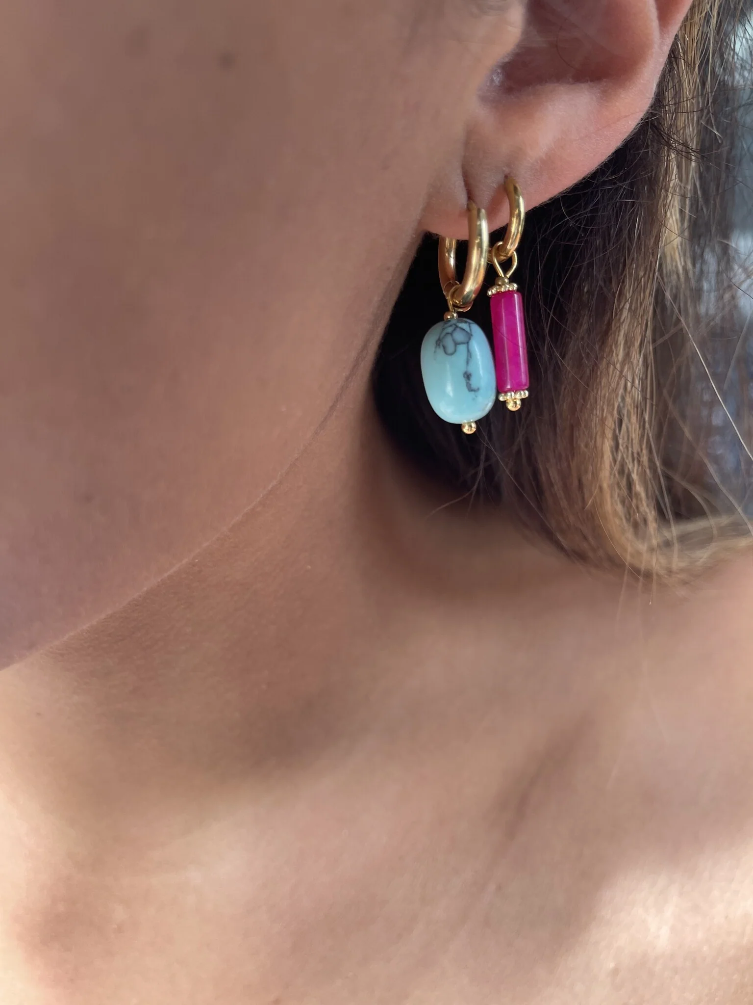 Felicia - Earrings - Natural Stone - Stainless Steel - Image 5