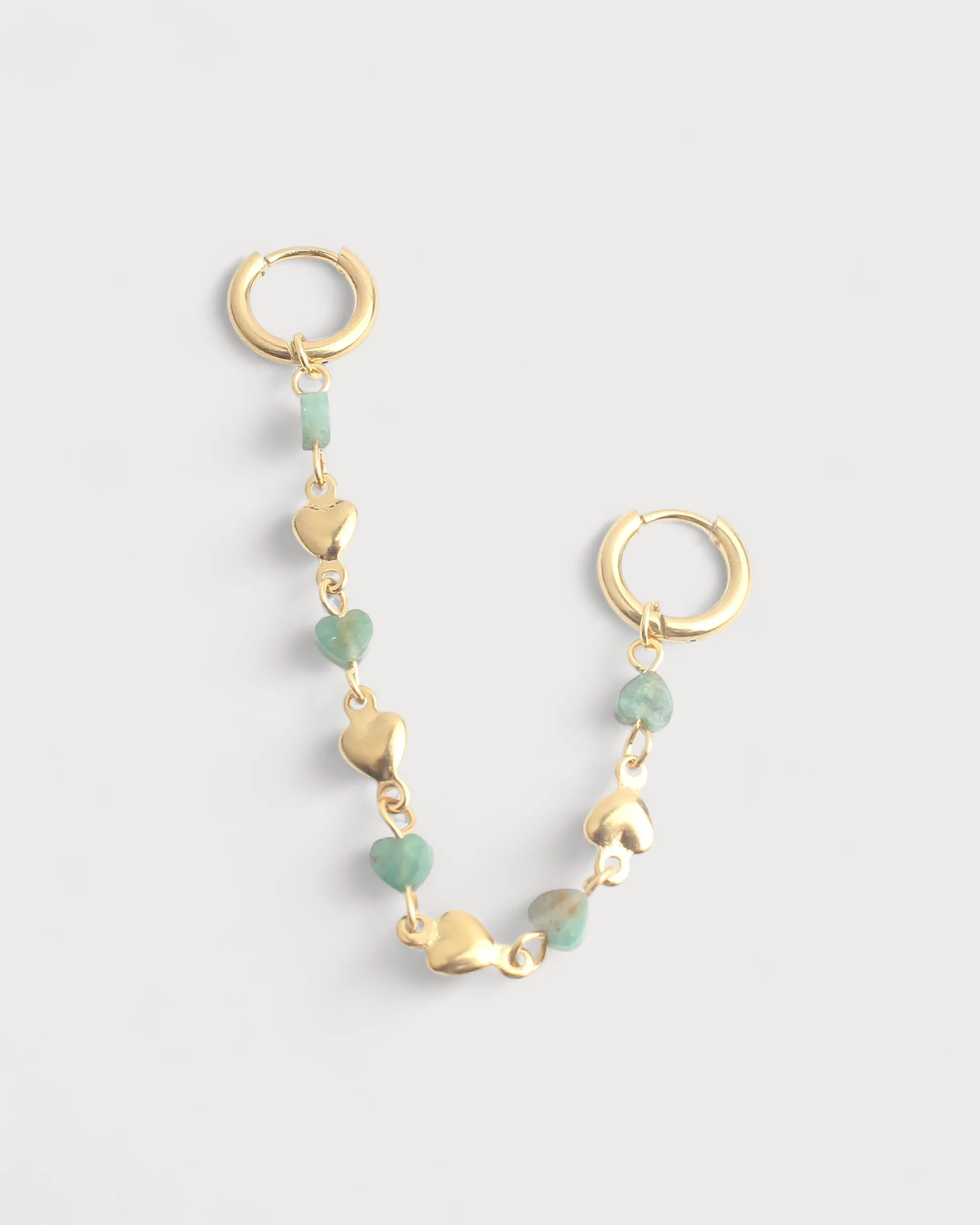 Hearts - Double earring - Natural Stone - Stainless Steel