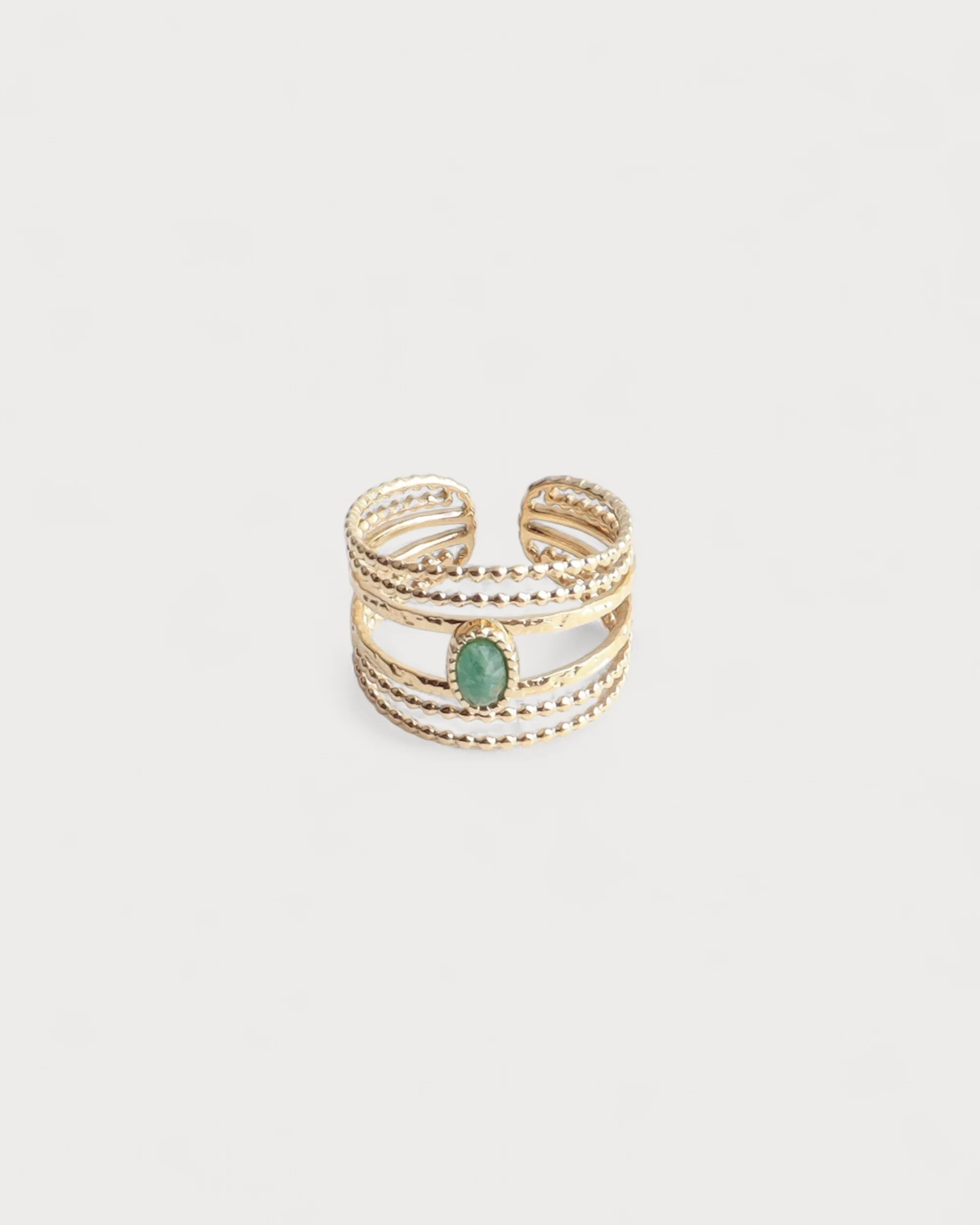Hille - Ring - Natural Stone - Stainless Steel - Adjustable