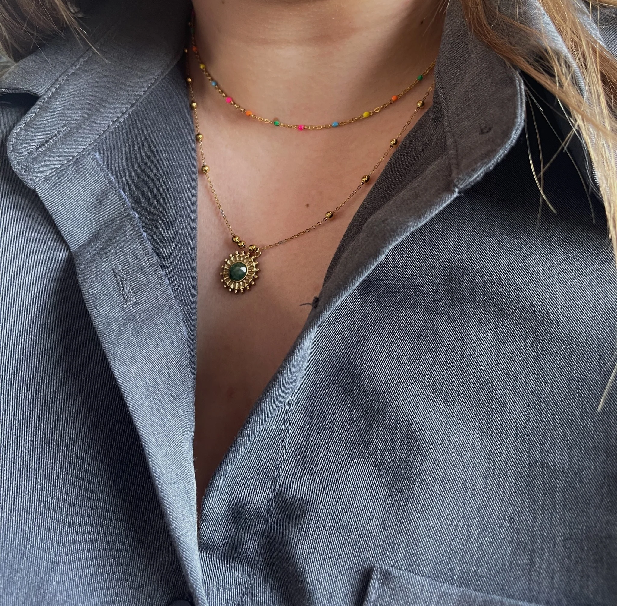 Jasmine - Necklace - Natural Stone - Stainless Steel - Image 4