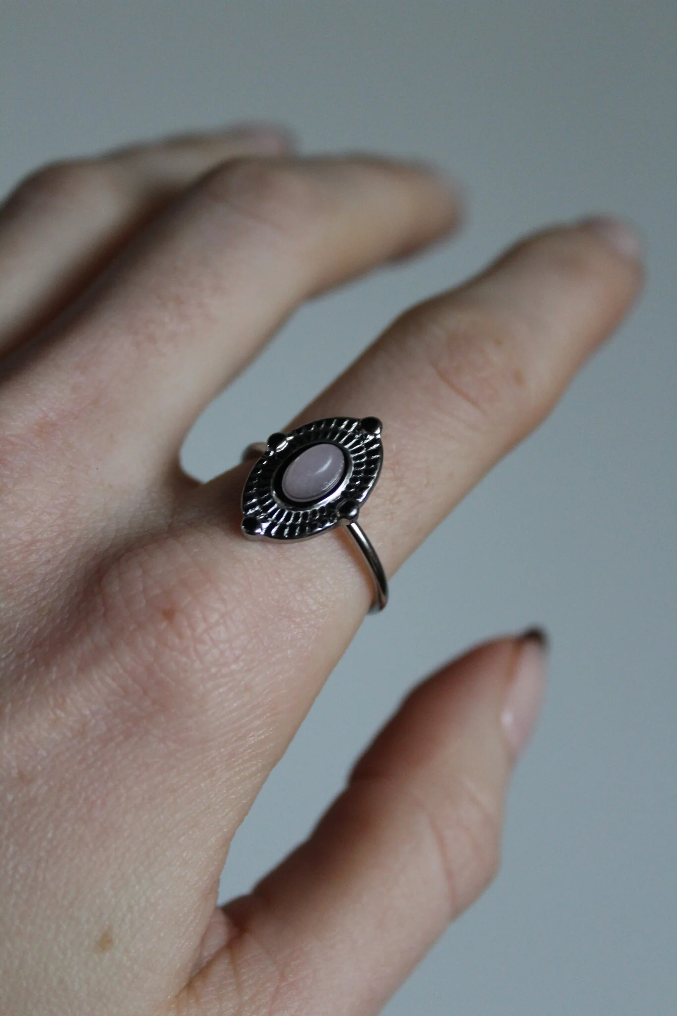 Livia - Ring - Natural Stone - Stainless Steel - Adjustable - Image 9