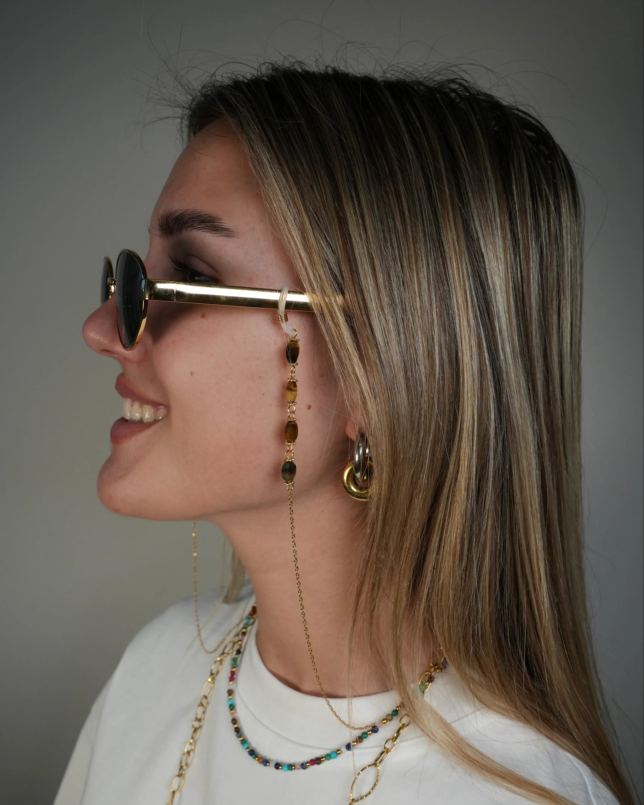 Marigold - Glasses Chain - Natural Stone - Stainless Steel - Image 2