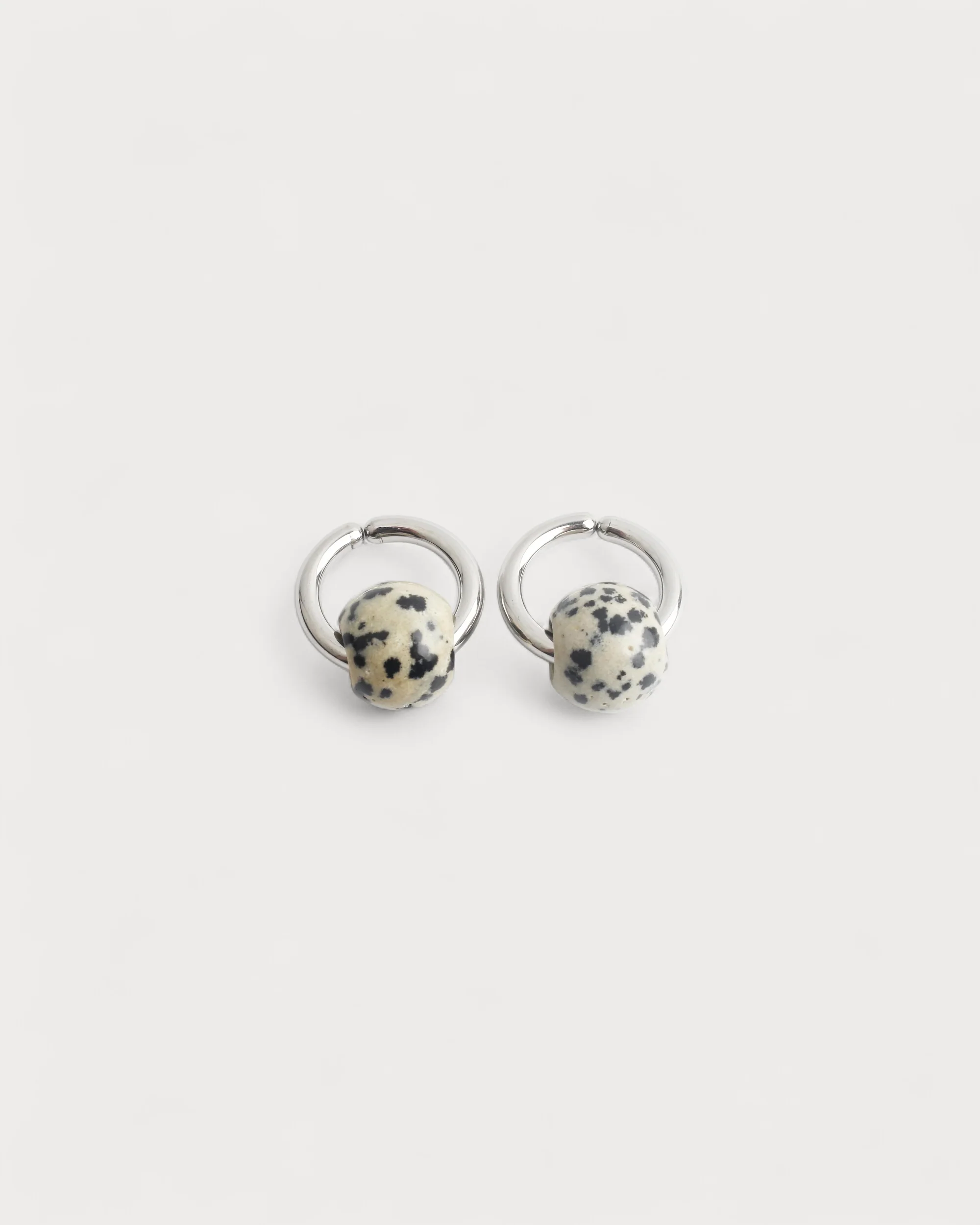 Merza - Earrings - Clip On - Natural Stone - Stainless Steel - Image 3