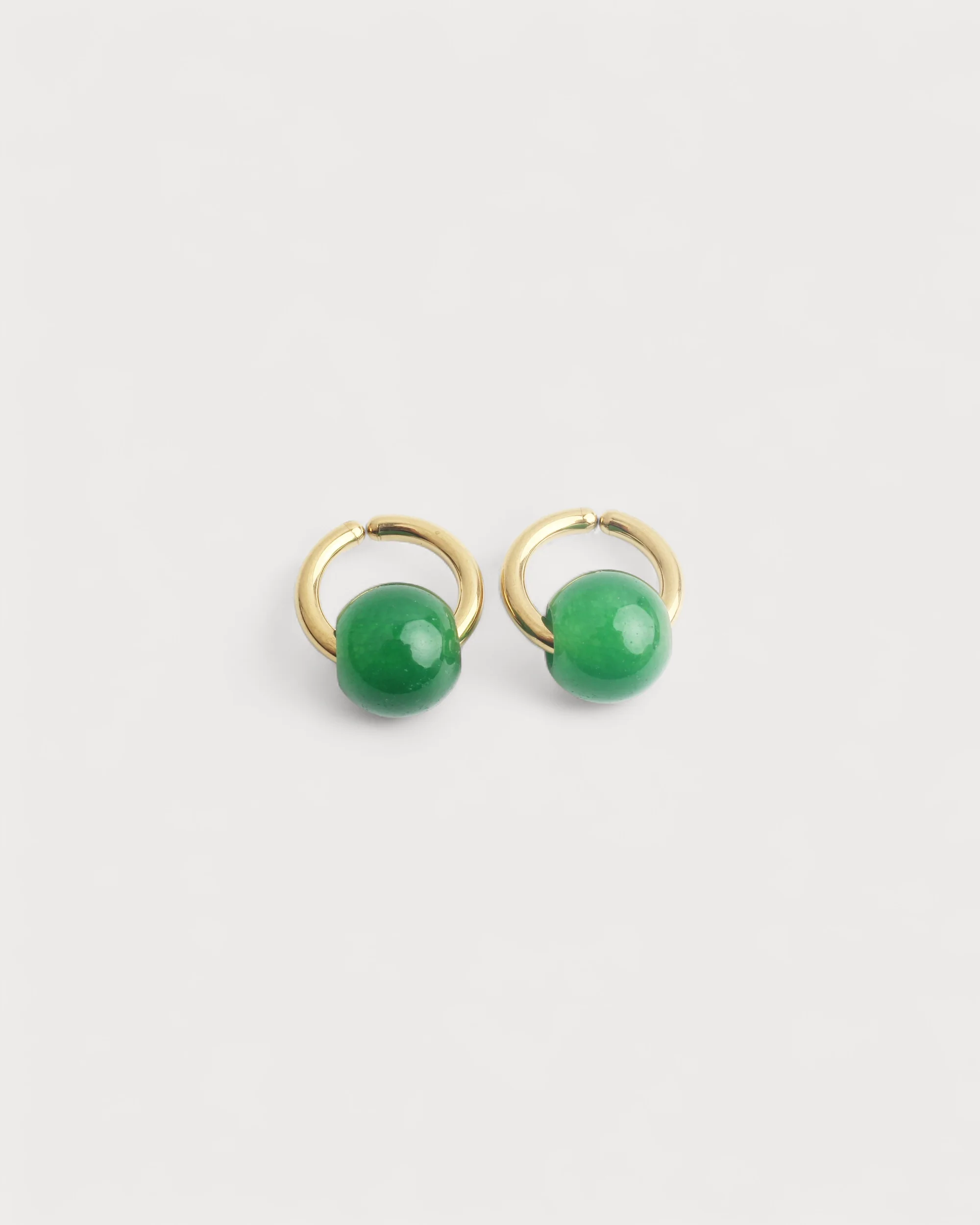 Merza - Earrings - Clip On - Natural Stone - Stainless Steel - Image 6