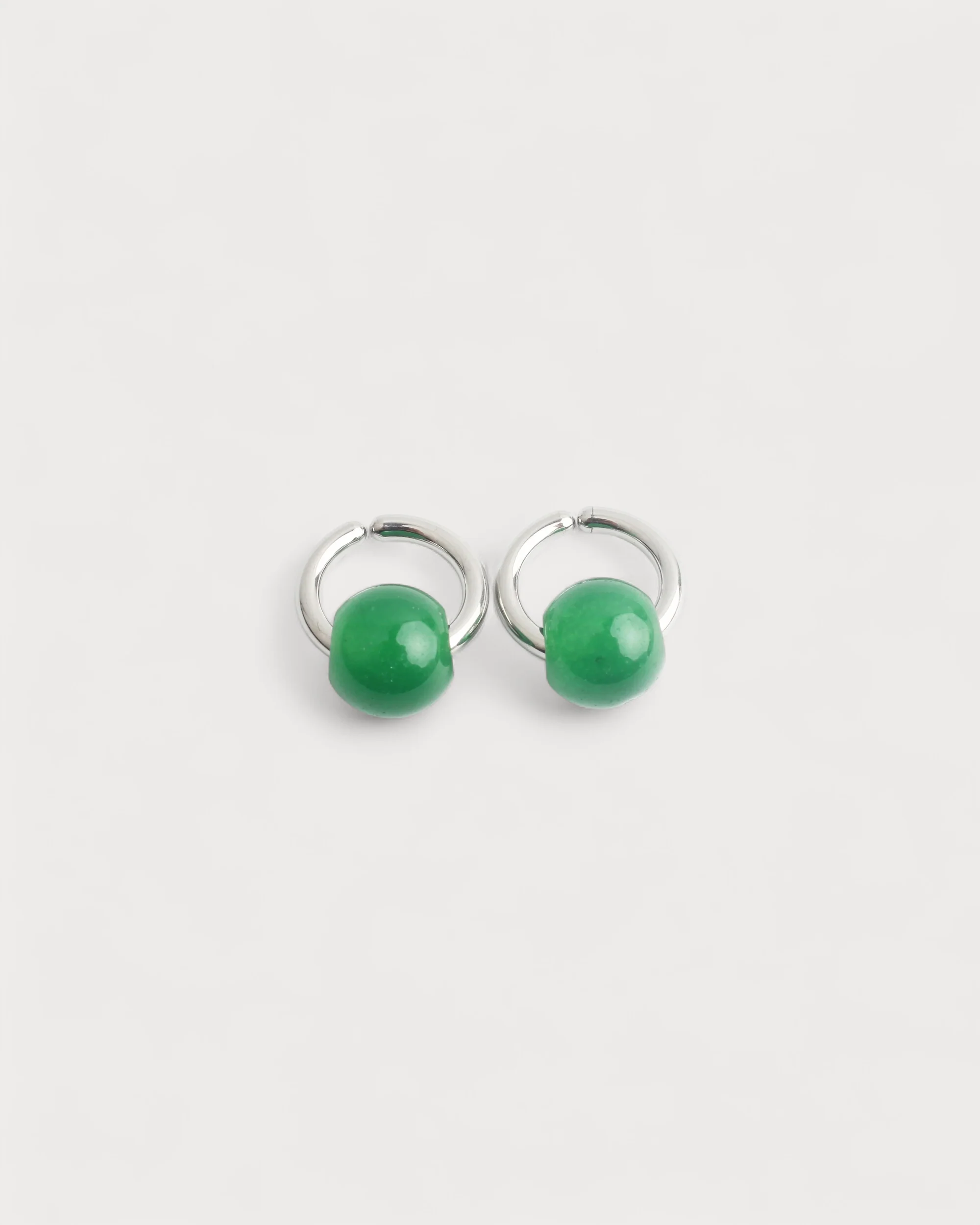 Merza - Earrings - Clip On - Natural Stone - Stainless Steel - Image 7