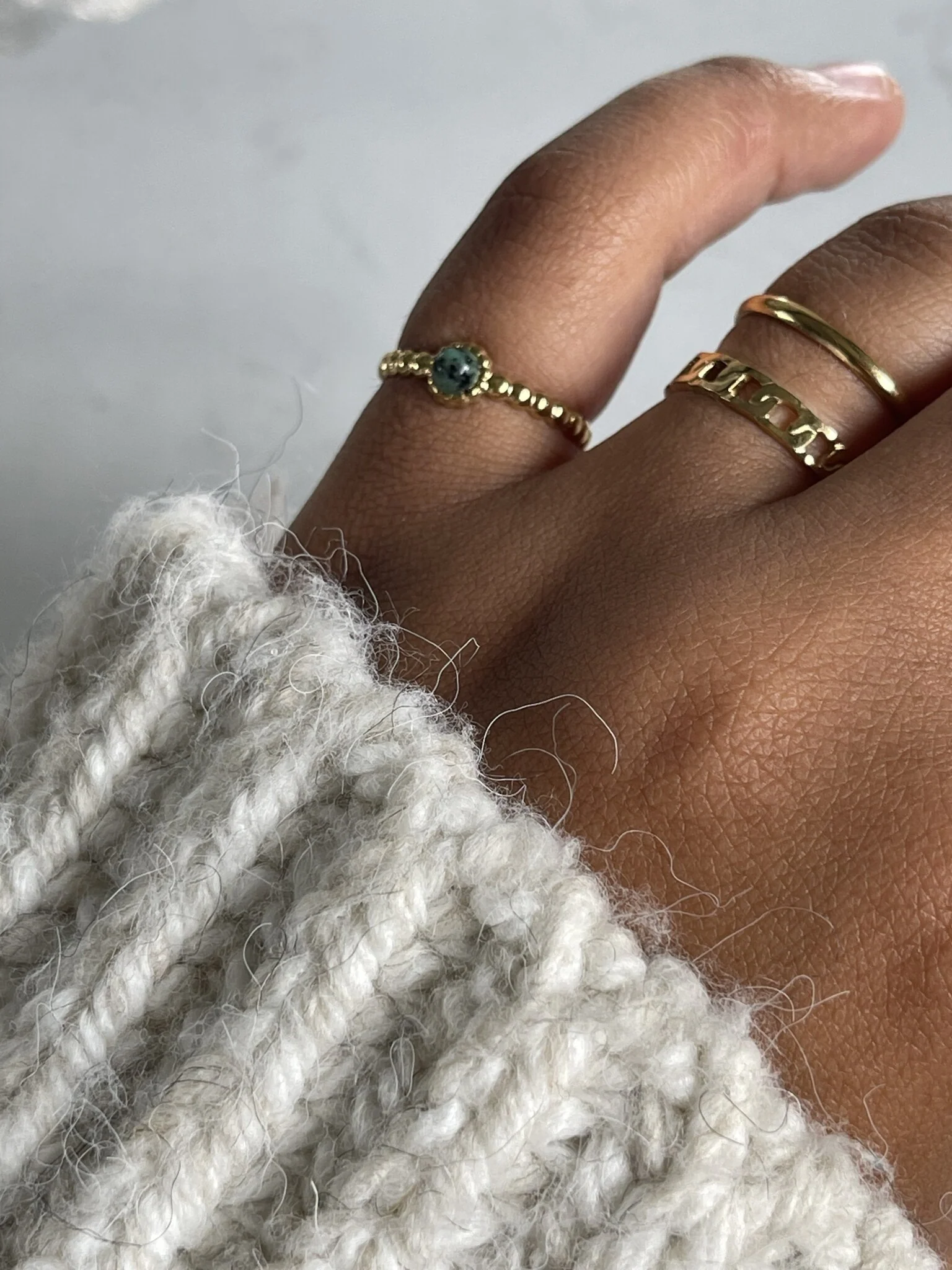Nadine - Ring - Stainless Steel - Adjustable - Natural Stone - Image 12