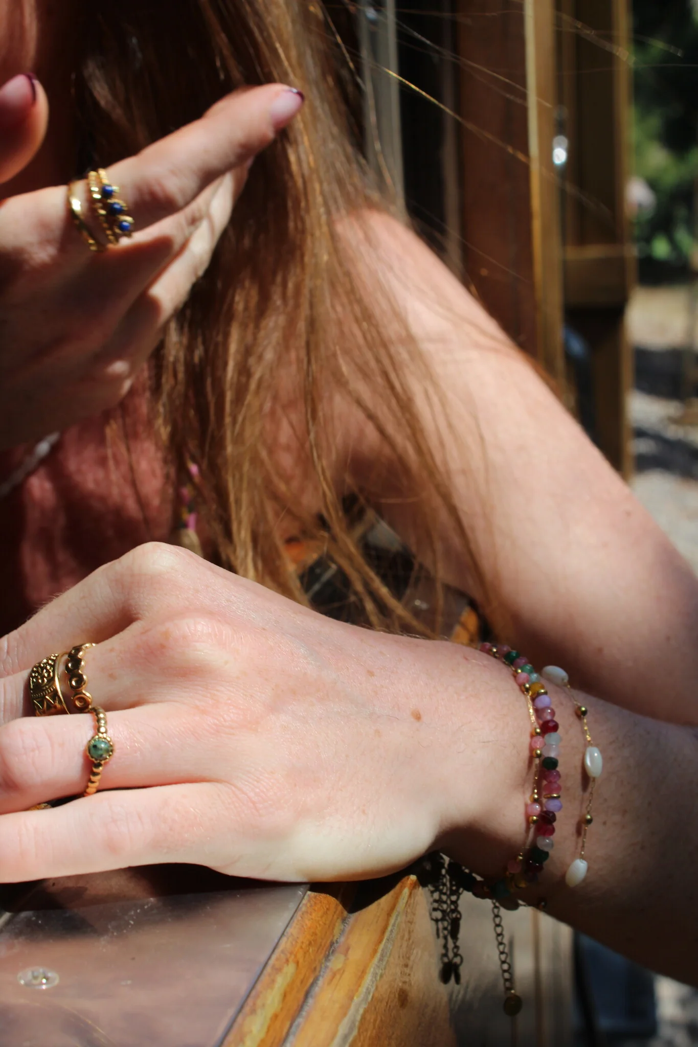 Nadine - Ring - Stainless Steel - Adjustable - Natural Stone - Image 13