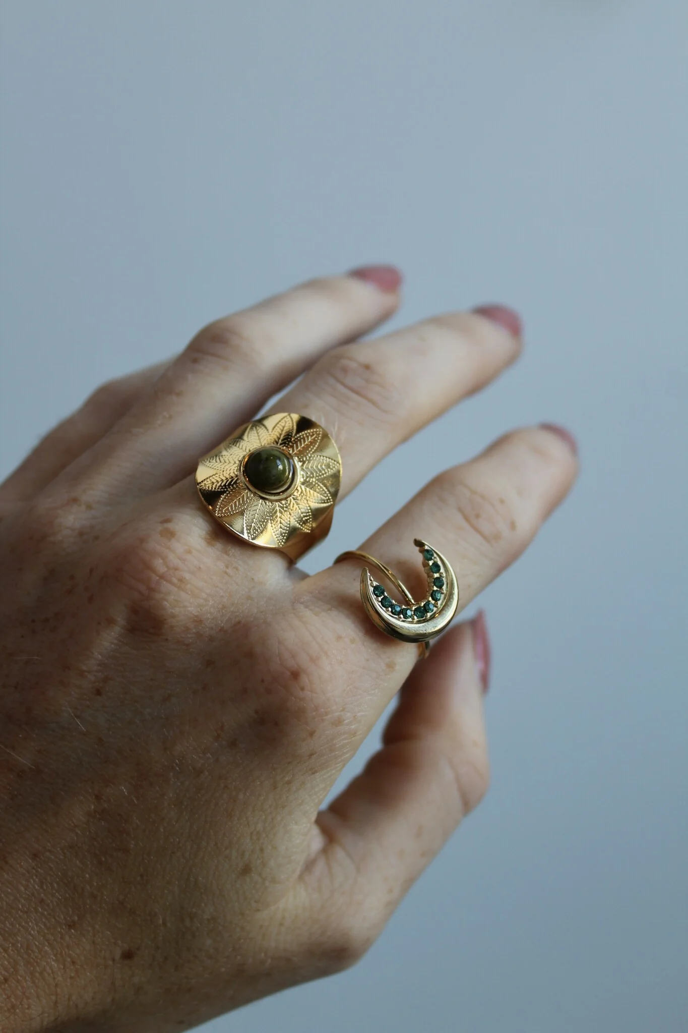 Nanne - Ring - Natural Stone - Stainless Steel - Adjustable - Image 2