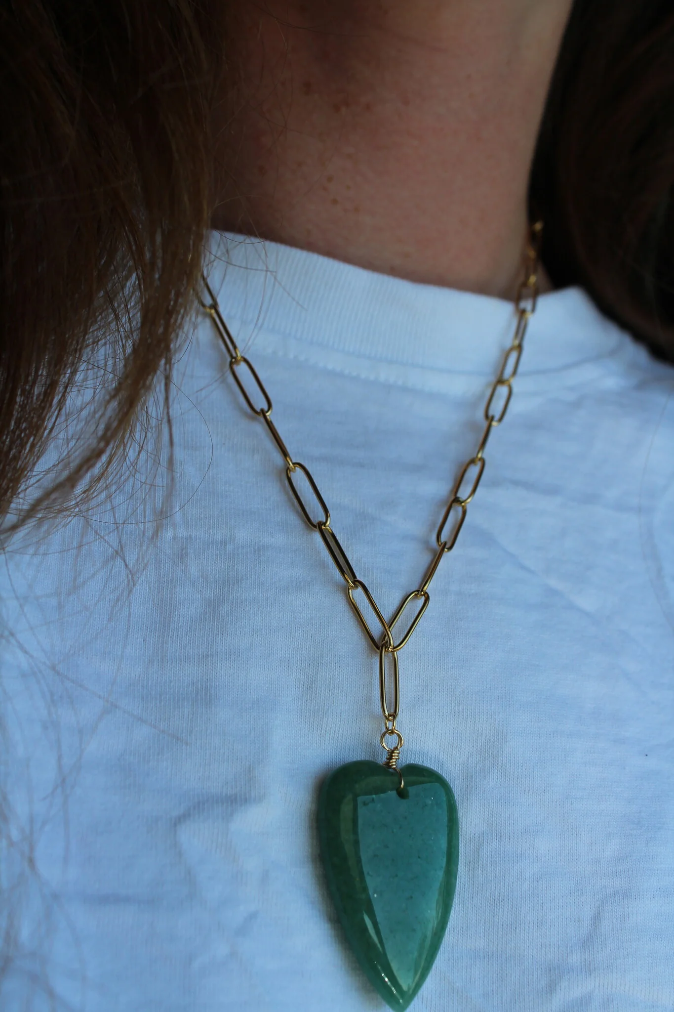 Natural Stone Heart - Necklace - Natural Stone - Stainless Steel - Image 4