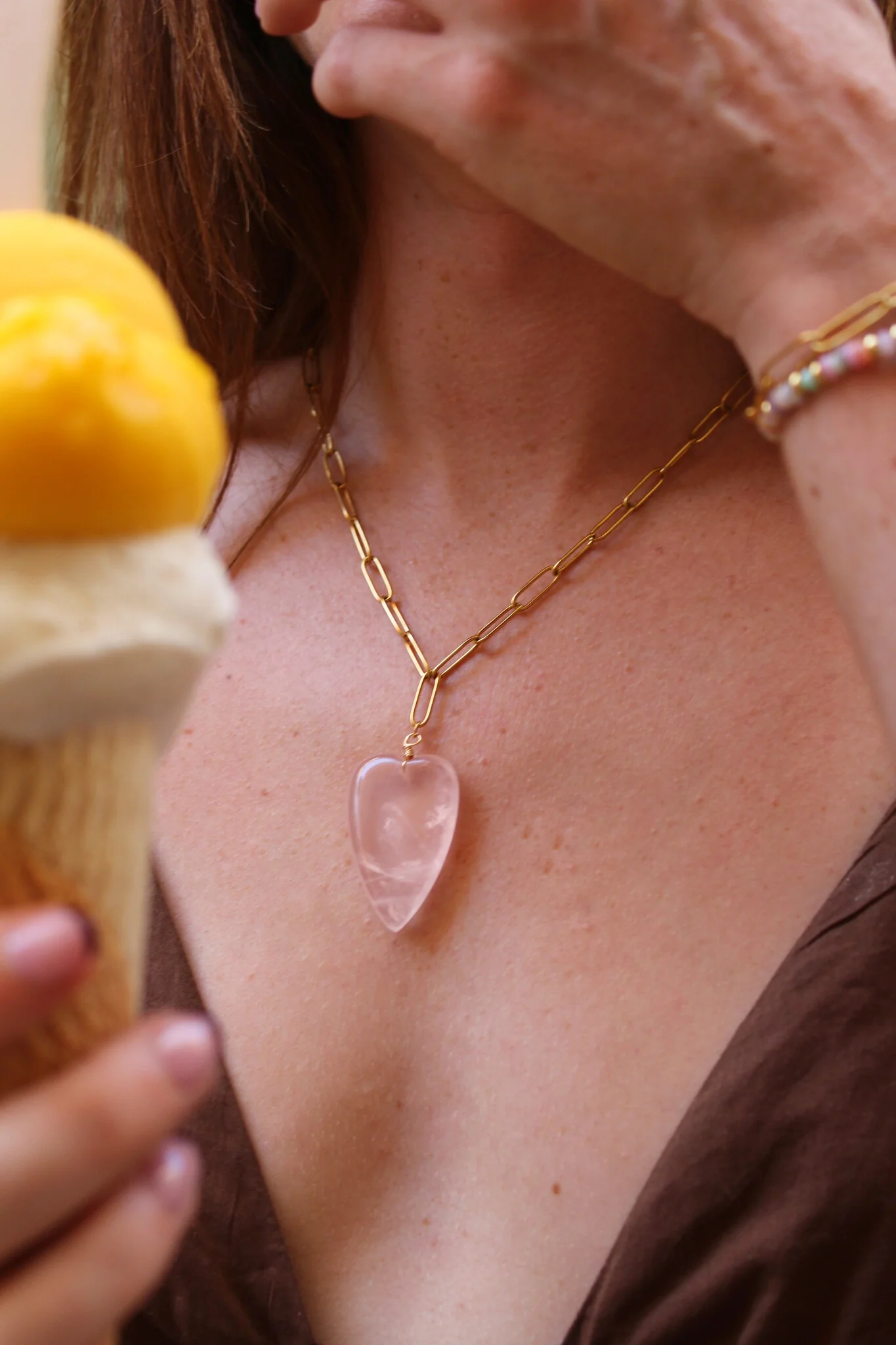 Natural Stone Heart - Necklace - Natural Stone - Stainless Steel - Image 7