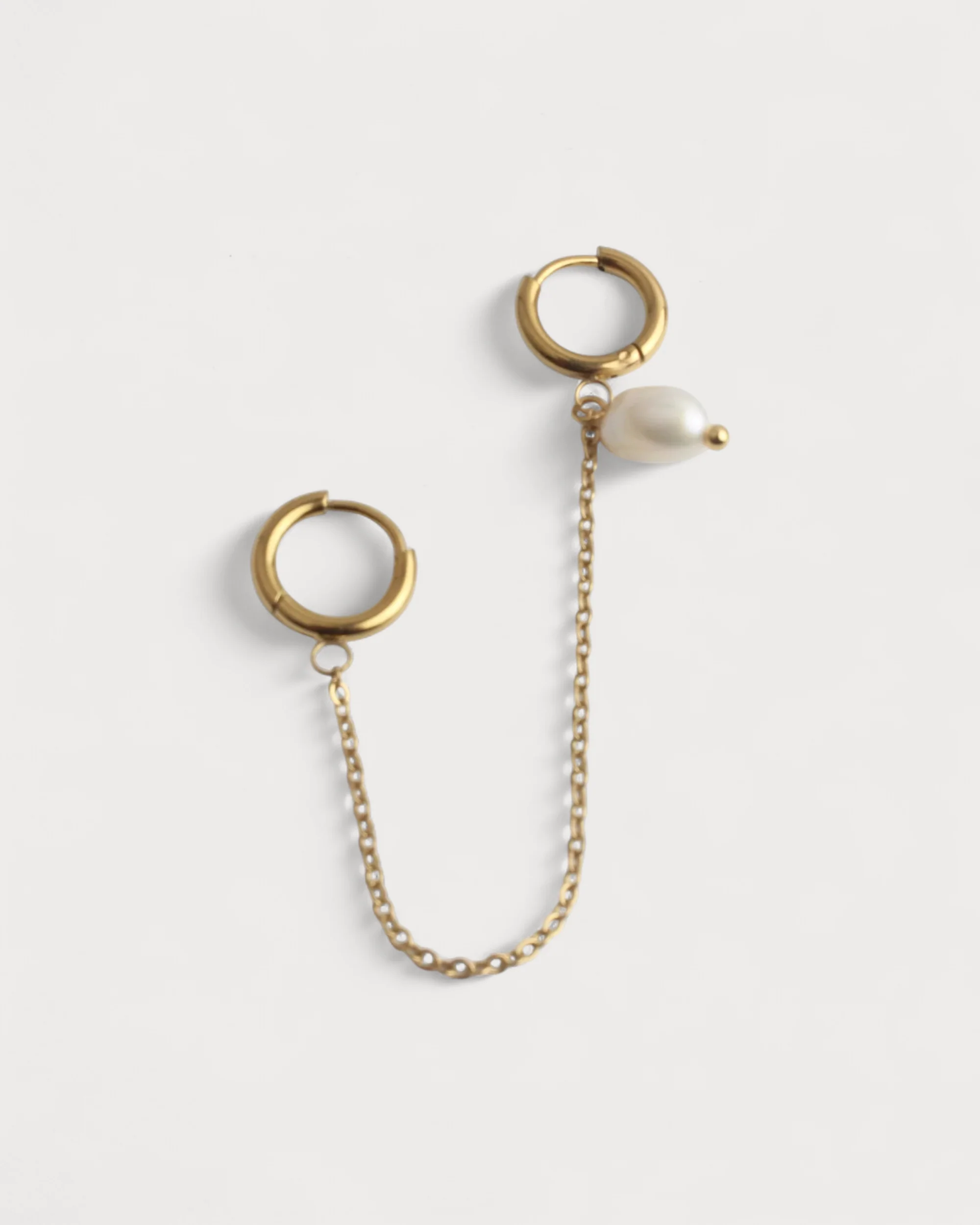 Pearl - Natural stone - Double earring - Stainless Steel