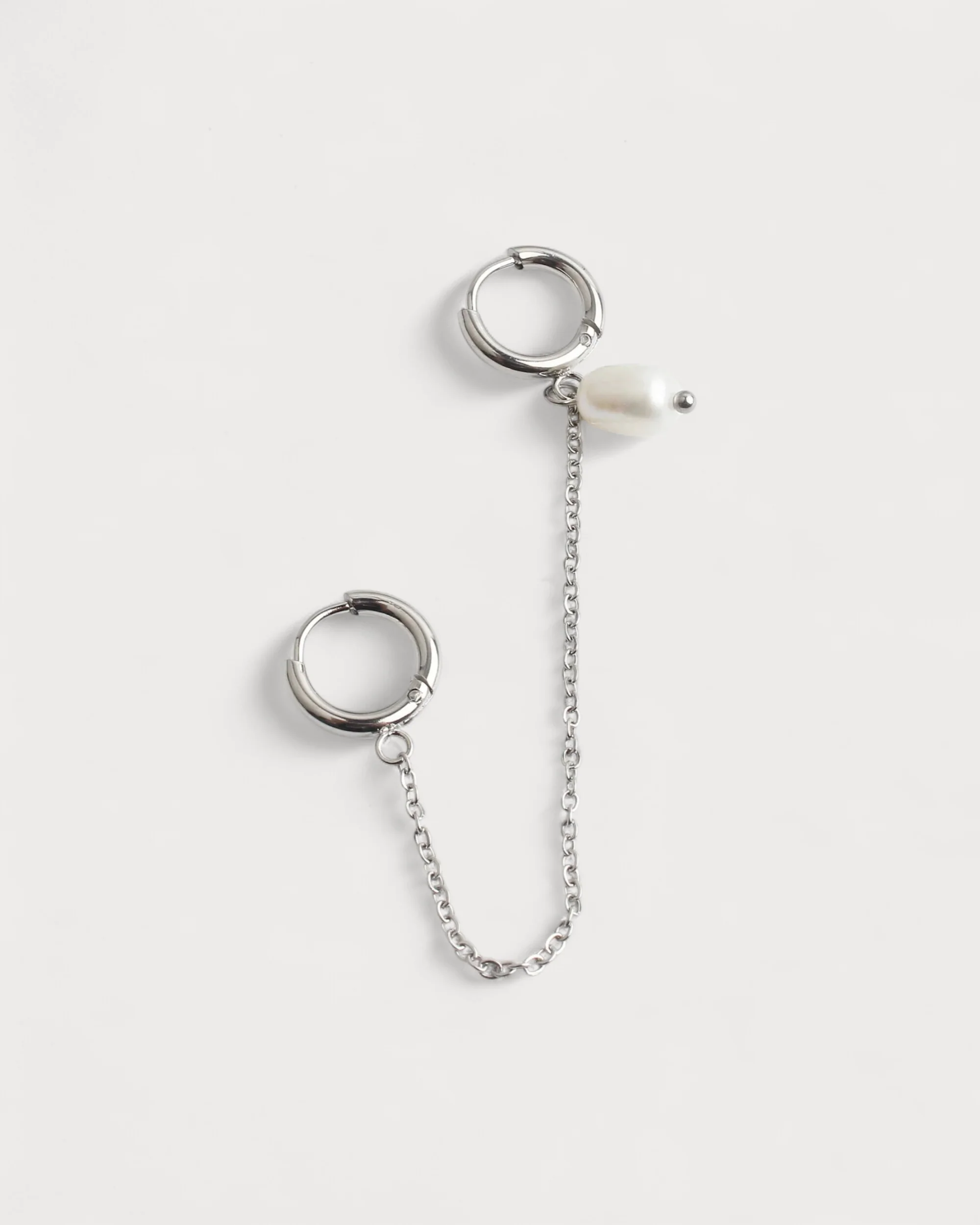 Pearl - Natural stone - Double earring - Stainless Steel - Image 4