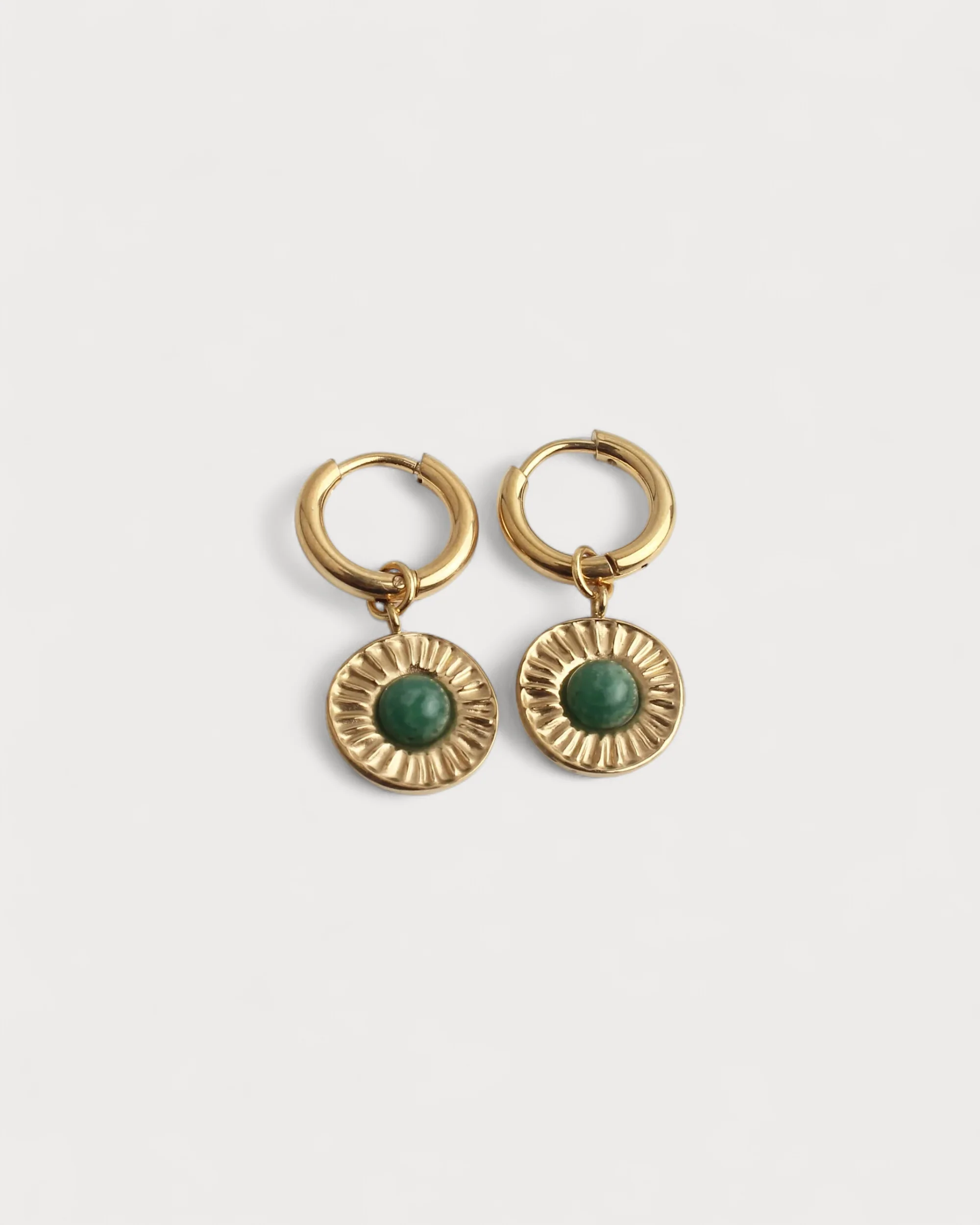 Round - Earrings - Natural stone - Stainless Steel