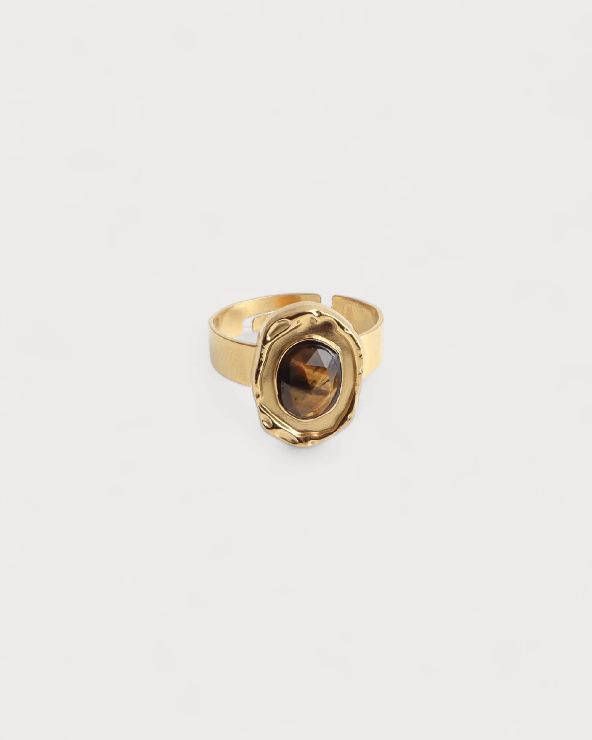Salomé - Ring - Natural Stone - Stainless Steel - Adjustable