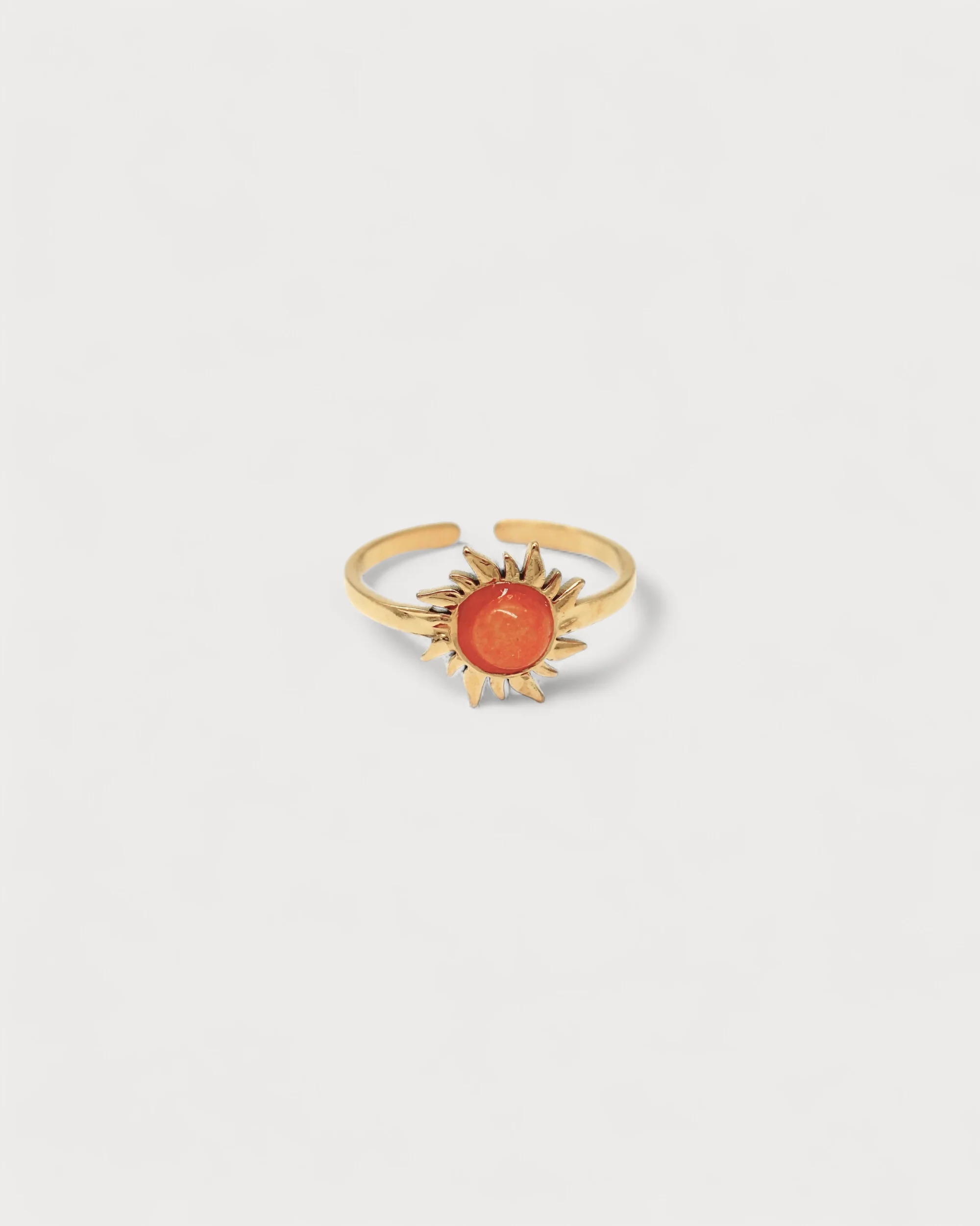Sunflower - Ring - Stainless Steel - Adjustable - Natural Stone - Image 3