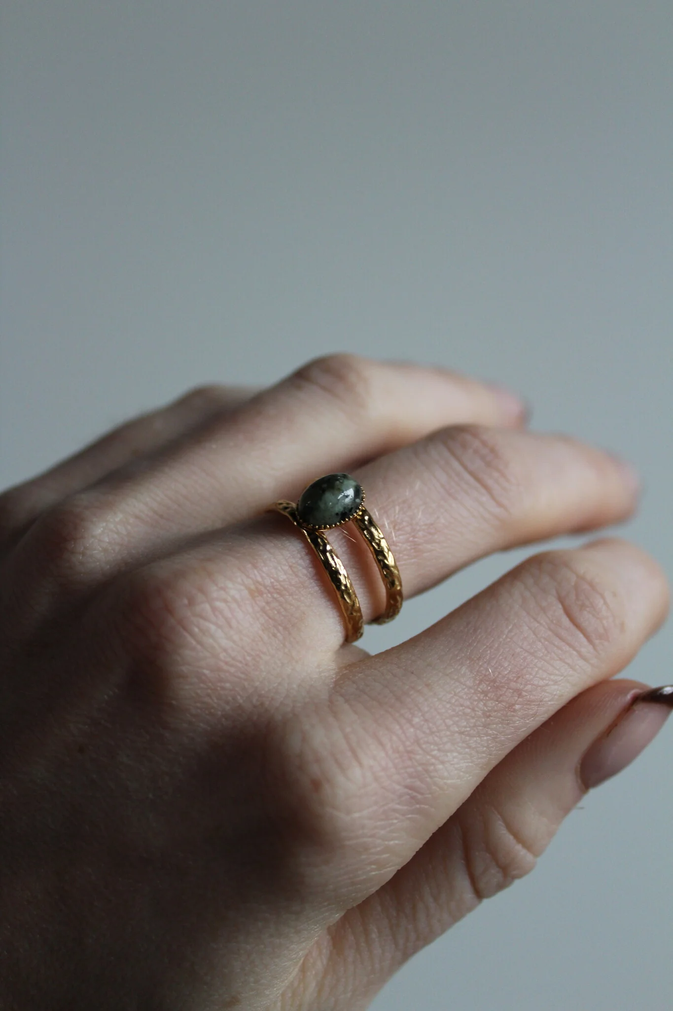 Suzi - Ring - Natural Stone - Stainless Steel - Adjustable - Image 14