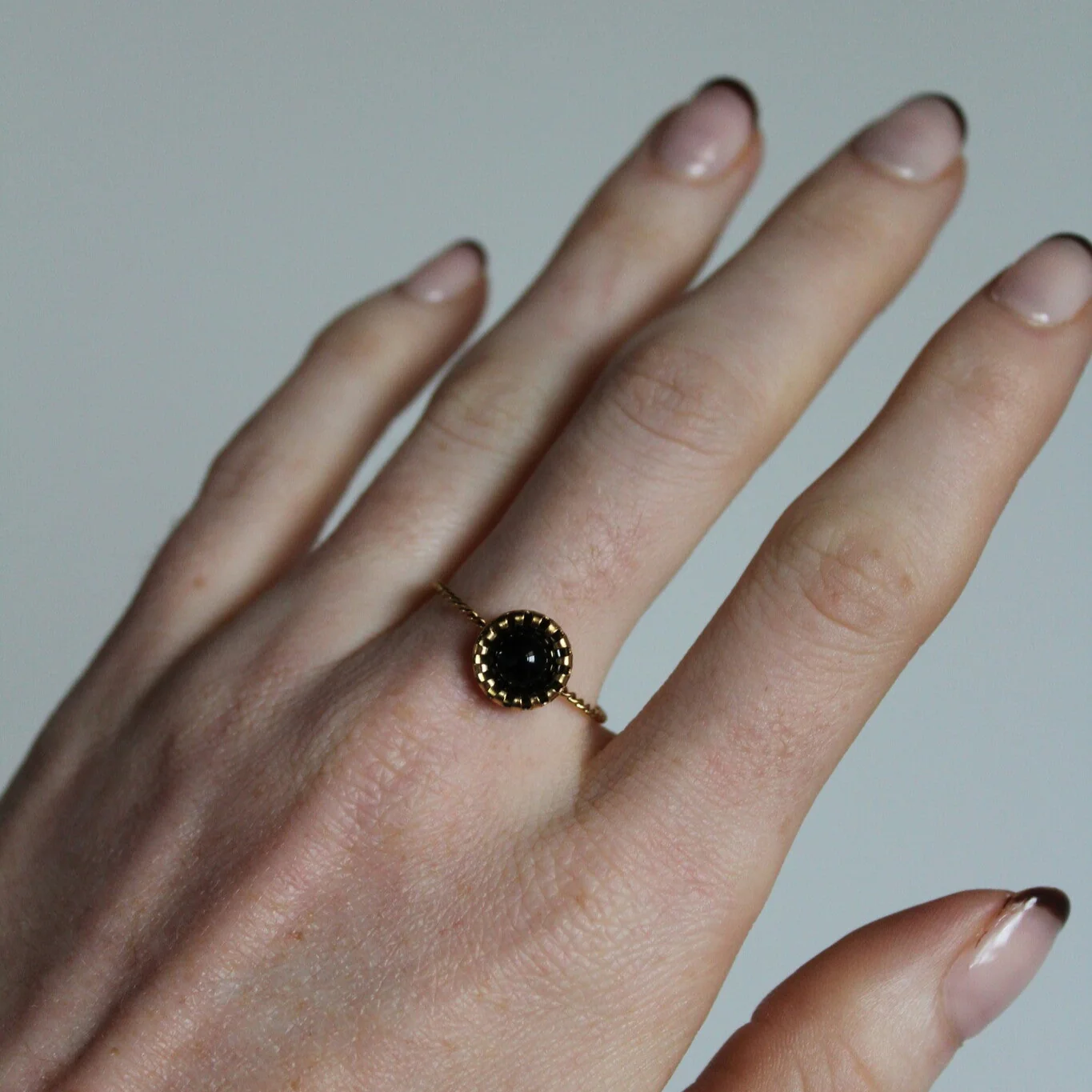 Tara - Ring - Natural Stone - Stainless Steel - Adjustable - Image 2