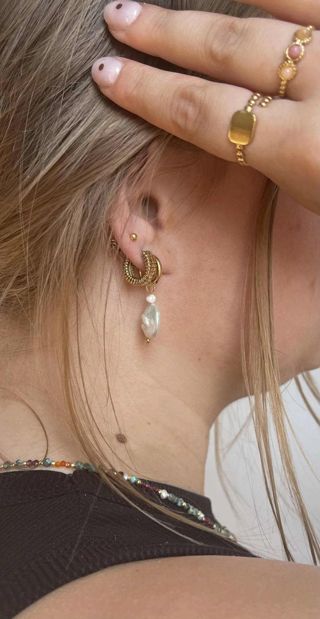 Thalia - Earrings - Pearl - Stainless Steel - Image 4