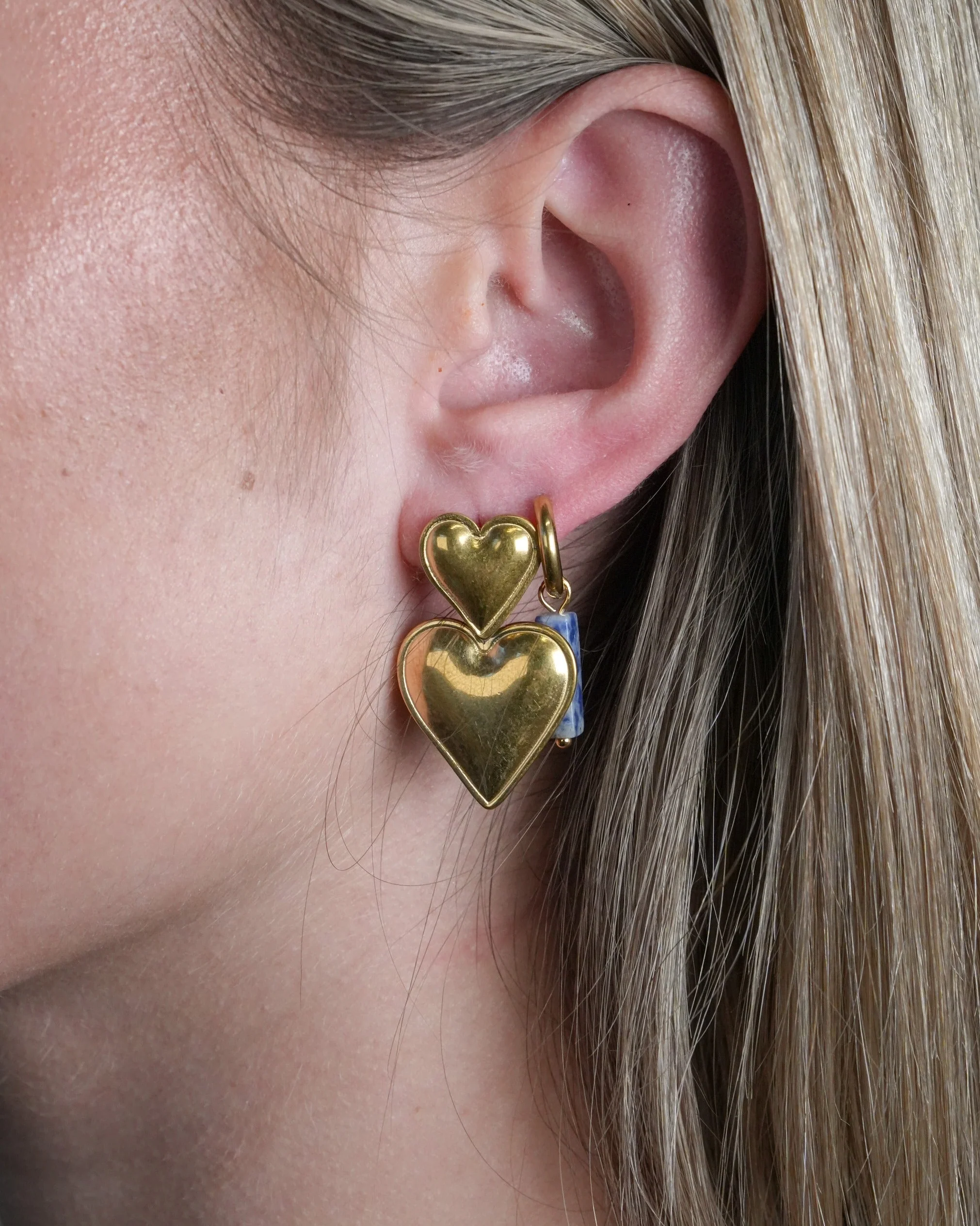 Two Hearts - Earrings - Stainless Steel - Image 2